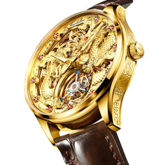 OUPINKE Tourbillon Automatic Men's Watch Skeleton Gold Watch