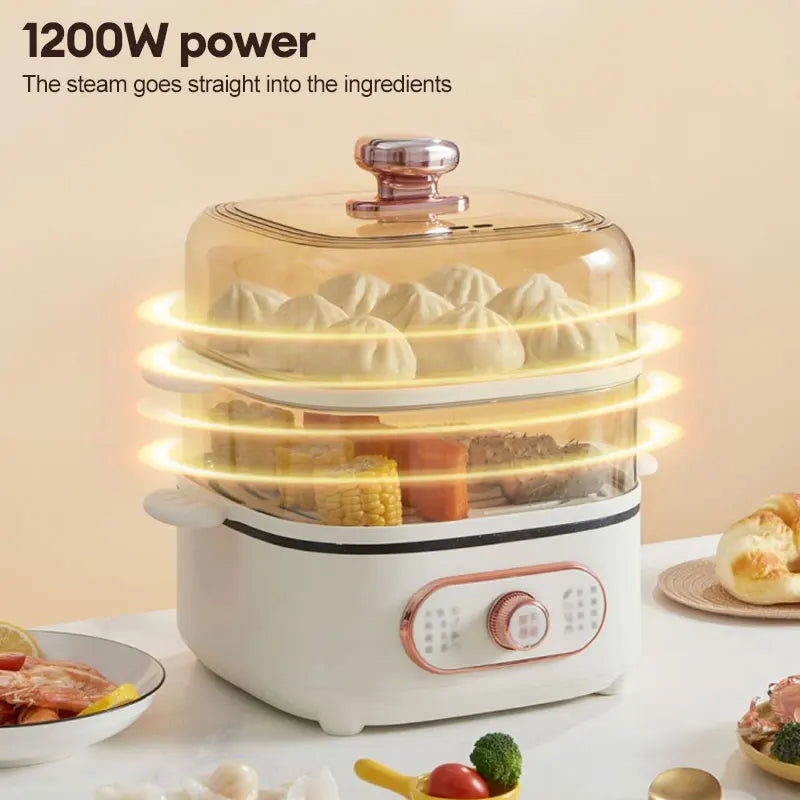 Steamer Electric Steam Pot Cooking Steaming Home 2-layer Transparent Food Dumplings Household Pan