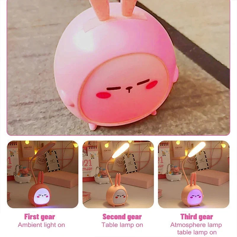 Cute Cartoon LED Desk Lamp USB Recharge Eye Protective Colorful Night Light For Student