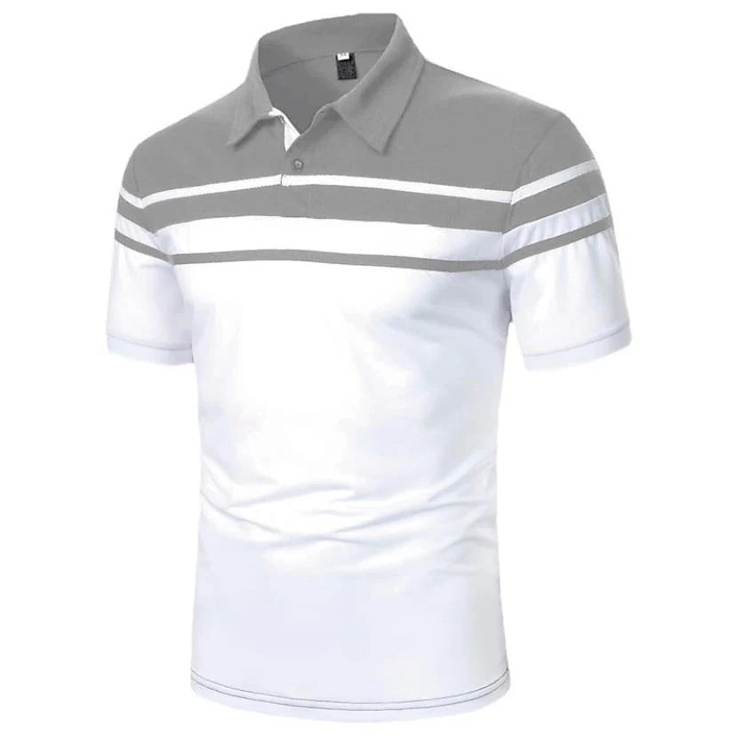 Business Casual Men's Polo T Shirt Simple Stripes Print Summer Short-Sleeve Polo Shirt