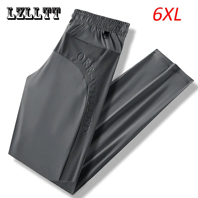 Summer Men Cool Ice Silk Breathable Oversize Joggers Pants