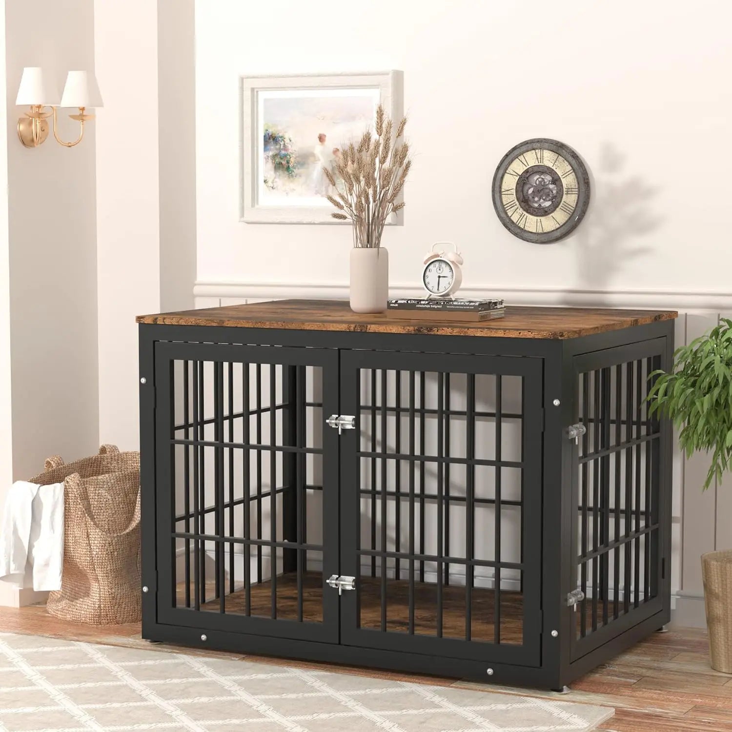 Heavy Duty Dog Crate Furniture for Large and Medium Dogs, Decorative Pet House End Table, Wooden Cage Kennel Furniture Indoor