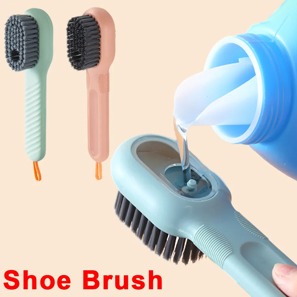 Shoe Brushes with Soap Dispenser and Long Handle