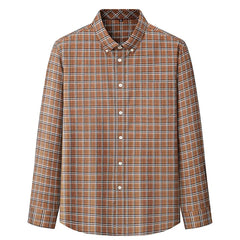 Men's Brushing Long Sleeves Shirt Autumn Plaid Shirt For Man Khaki Plaid Shirt Boy's Oversize Shirt