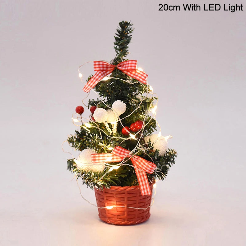 Christmas Tree Table Ornament with LED Light Balls 2023 Christmas Decoration for Home 2024 New Year Gift Mini