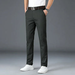 Men's Spring Summer Fashion Business Casual Long Pants Suit Pants Male Elastic Straight Formal Trousers