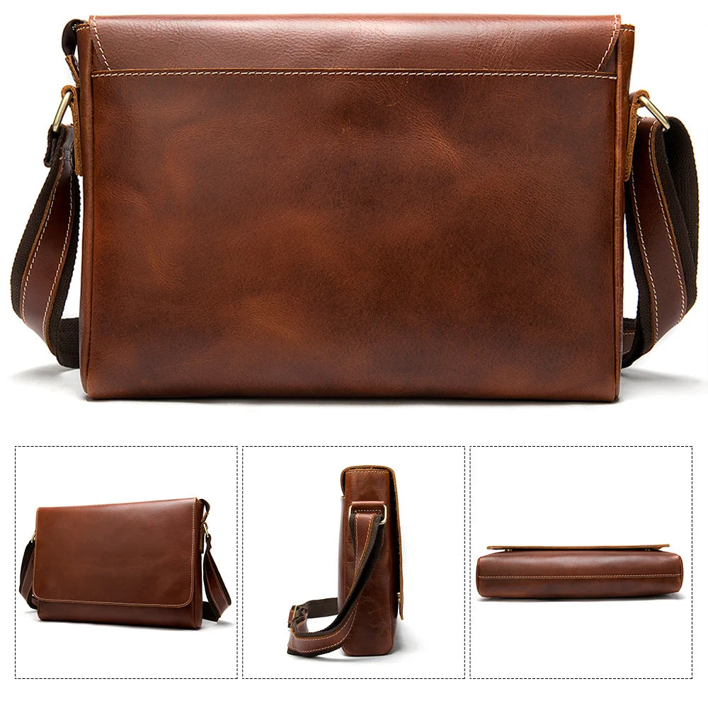 Vintage Leather Genuine Messenger Bag men Shoulder Men Crossbody Male Sling Leisure s Tote Handbag