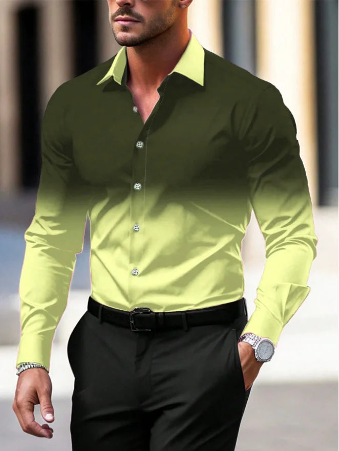 Classic line men's shirt, loose and comfortable long sleeved shirt, high-end business shirt, fashionable men's clothing