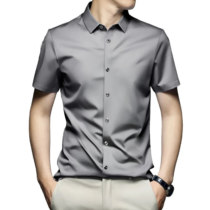 Formal Shirts Short Sleeve Summer Clothing Non iron Business Casual ice Silk ice Feeling T-Shirts