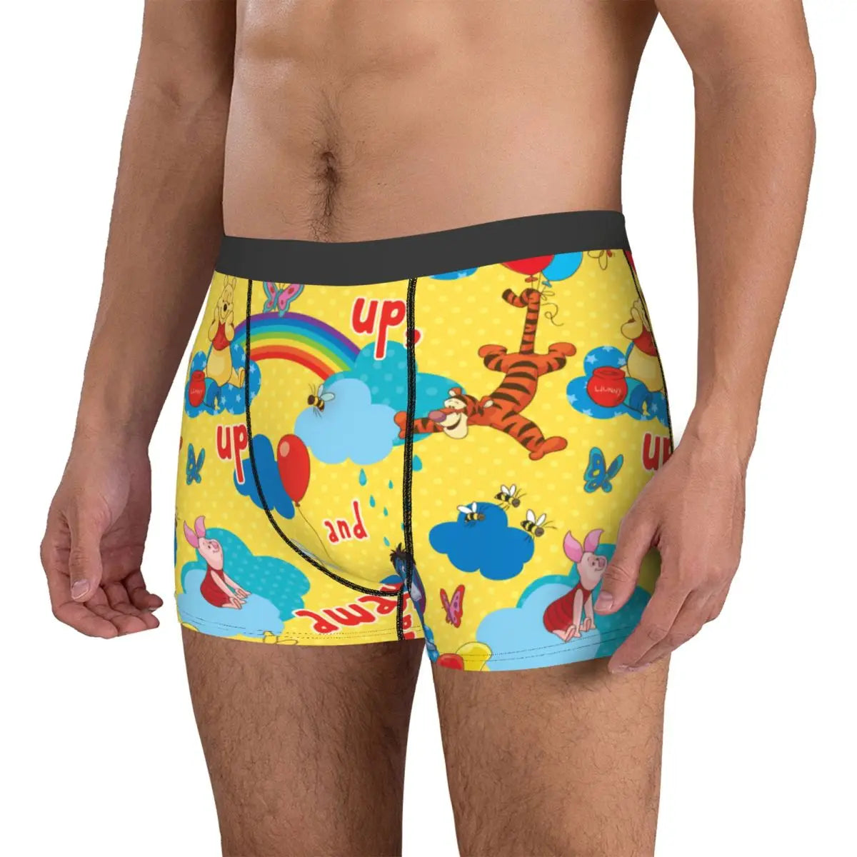 Funny Boxer Winnie The Pooh Up And Away Shorts Panties Briefs Men Underwear Breathable Underpants