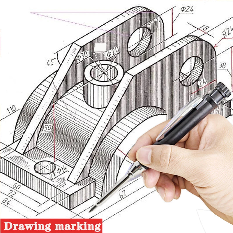 Pencils 2.8mm Metal Deep Hole Mechanical Pencil Built-in Sharpener for Scribing Marking Tools