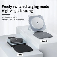 3 in 1 Foldable Magnetic Wireless Charger Stand Macsafe for iPhone 15 14 13 12 Apple Watch 8 7 6 Airpods Fast Charging Station