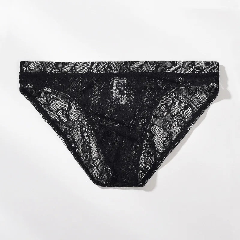 Men Underwear Briefs  Lace Semi-Transparent Panties