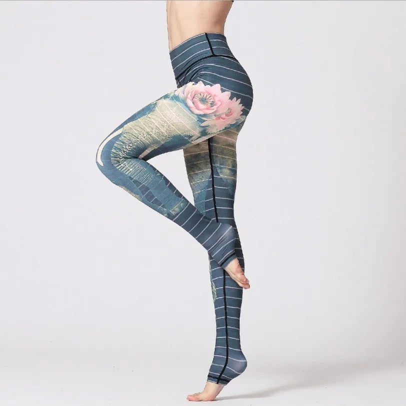 Cloud Hide Yoga Pants Flower Sports Leggings  High Waist Sexy Women Long Tights Running Trouser Workout Plus Size Tummy Control