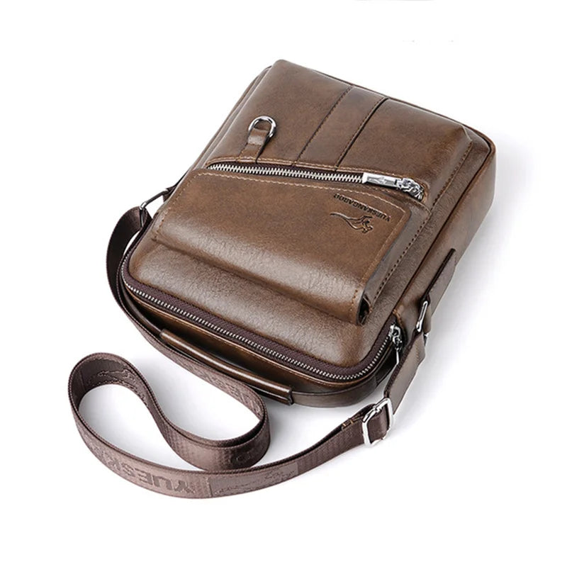 Kangaroo Luxury Brand Men Shoulder Bag Fashion Casual PU Leather Flap Men's Crossbody s 7.9-inch IPAD Handbags Travel Man