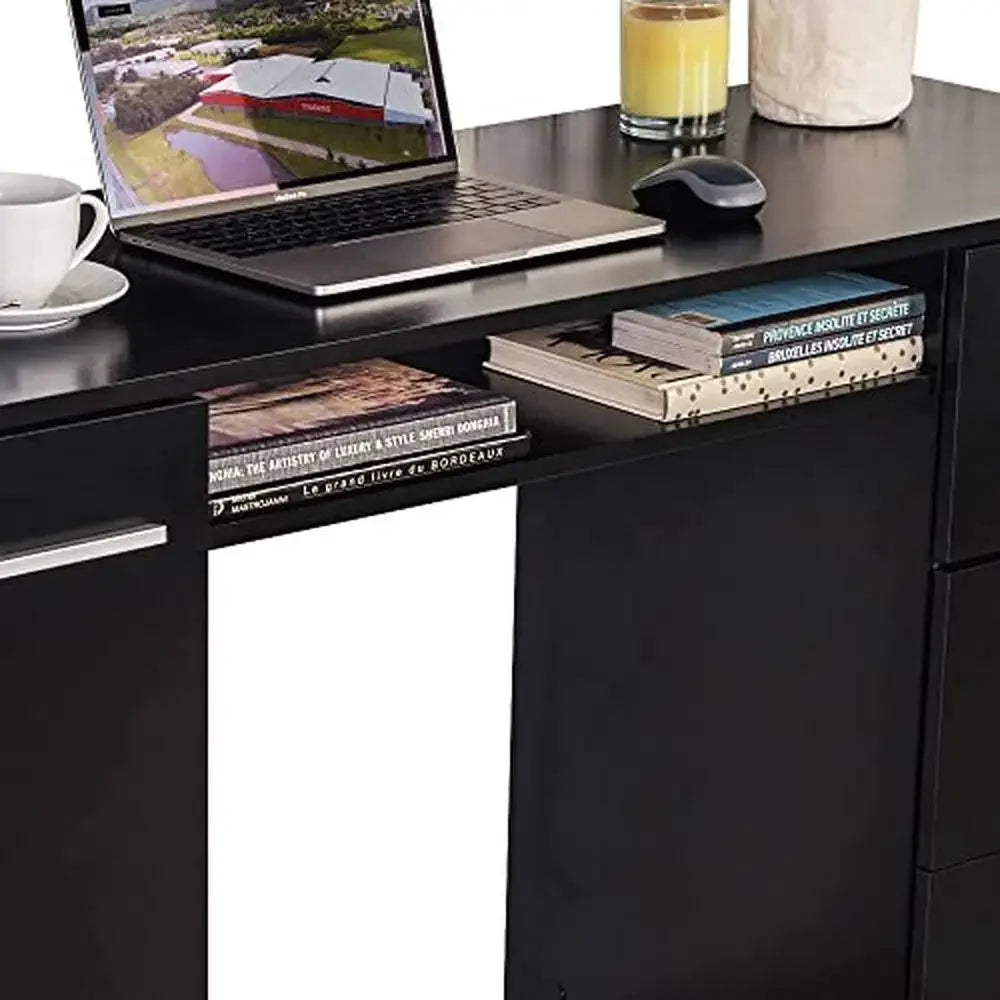 Modern Wood Desk Home Office Workstation with 3 Drawers 1 Door 1 Shelf 54" x 18" 30" H