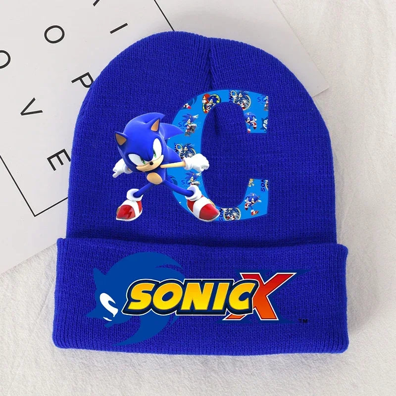 Sonics Children's Letter A-Z Knitted Hat Soft Warmth Boys Autumn Winter Kids Toddler Crochet Cap Outdoor Sport Cute Beanies Hats