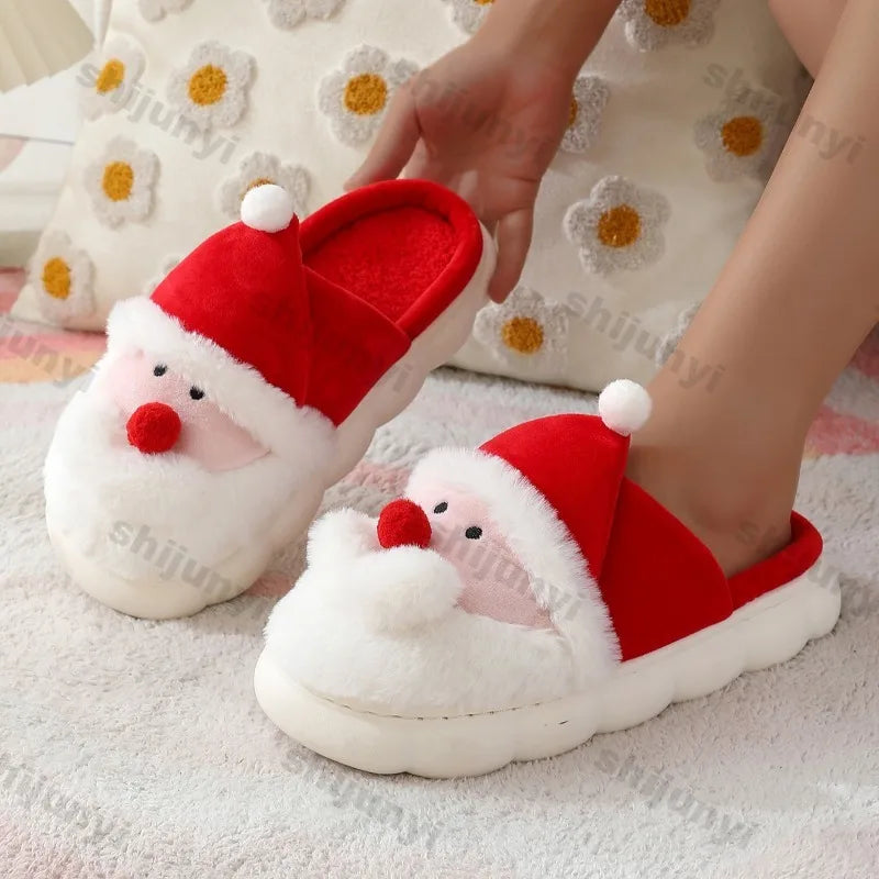 Christmas Slippers Winter Indoor Santa Claus Cotton Slippers Men/women