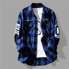 Plaid Shirt Print Men's Cardigan Coat Fall Winter Long Sleeve Formal Shirt