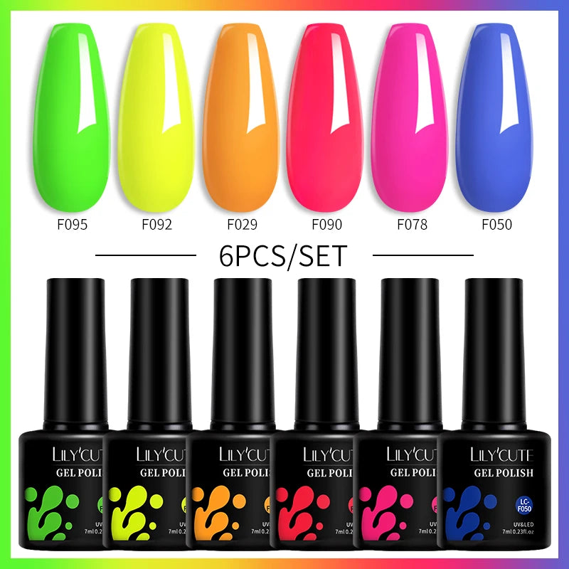 Colorful Gel Nail Polish 7ml Black White Red Glitter Manicure Long Lasting Soak Off Nail Art Gel Varnish Kit