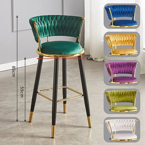 Luxury Rotating Bar Chair Design Living Room Outdoor Velvet Modern Bar Chair Nordic Kitchen High Sillas Altas Furniture SR50BC