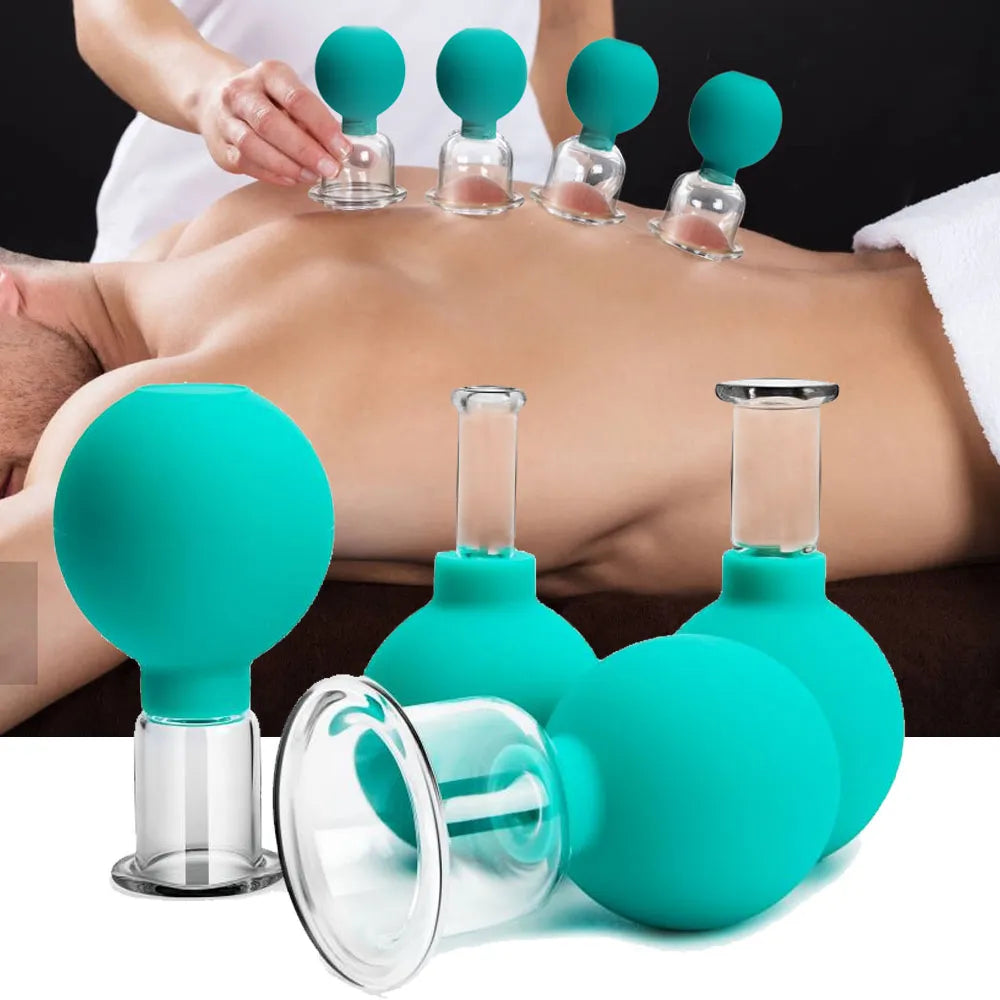 Rubber Massage Body Cups Anti Cellulite Suction Glass Cup for Face Facial Skin