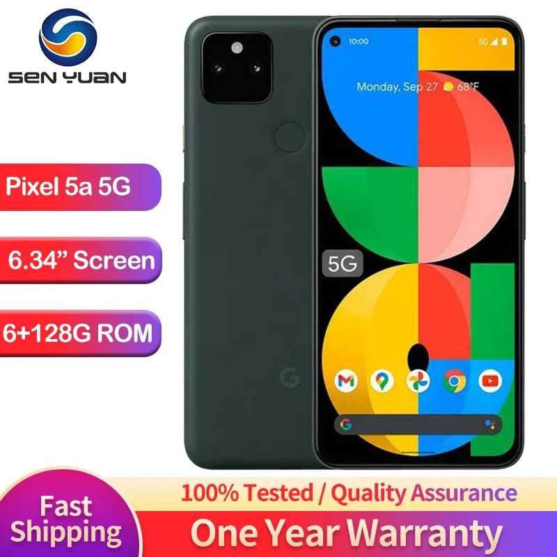 Original Google Pixel 5a 5G Mobile Phone 6.34'' 6GB RAM 128GB ROM NFC eSIM 12.2MP+16MP+8MP Octa Core Andriod 5a 5G CellPhone