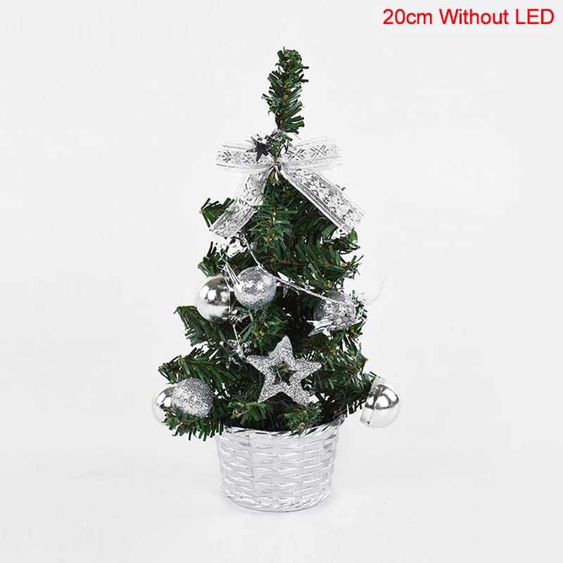 Christmas Tree Table Ornament with LED Light Balls 2023 Christmas Decoration for Home 2024 New Year Gift Mini