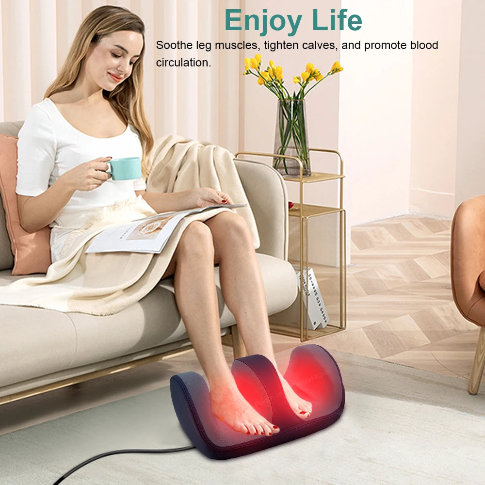 Electric Foot Massager Hot Compression Muscles Pain Relief Heat Roller Shiatsu Kneading Relax Machine