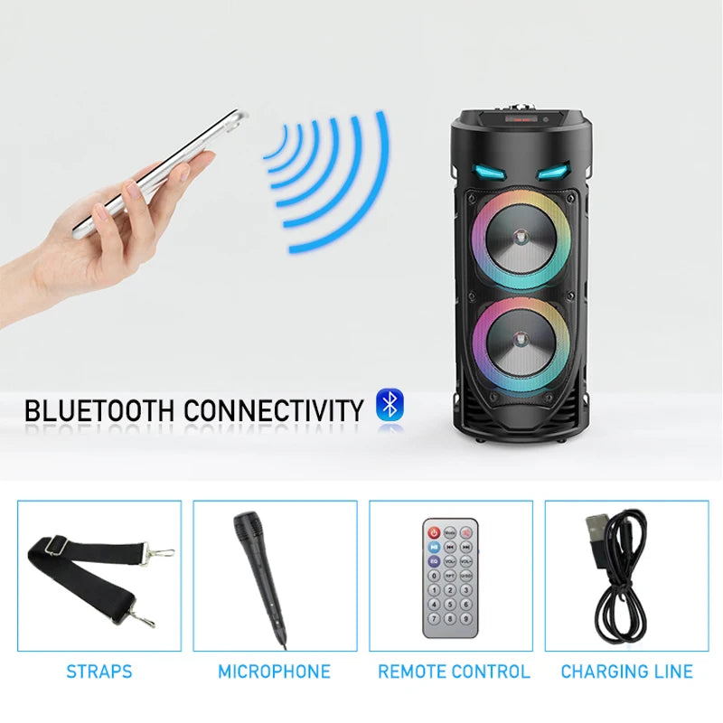 30W Wireless Column Big Power Stereo Portable Bluetooth Speaker