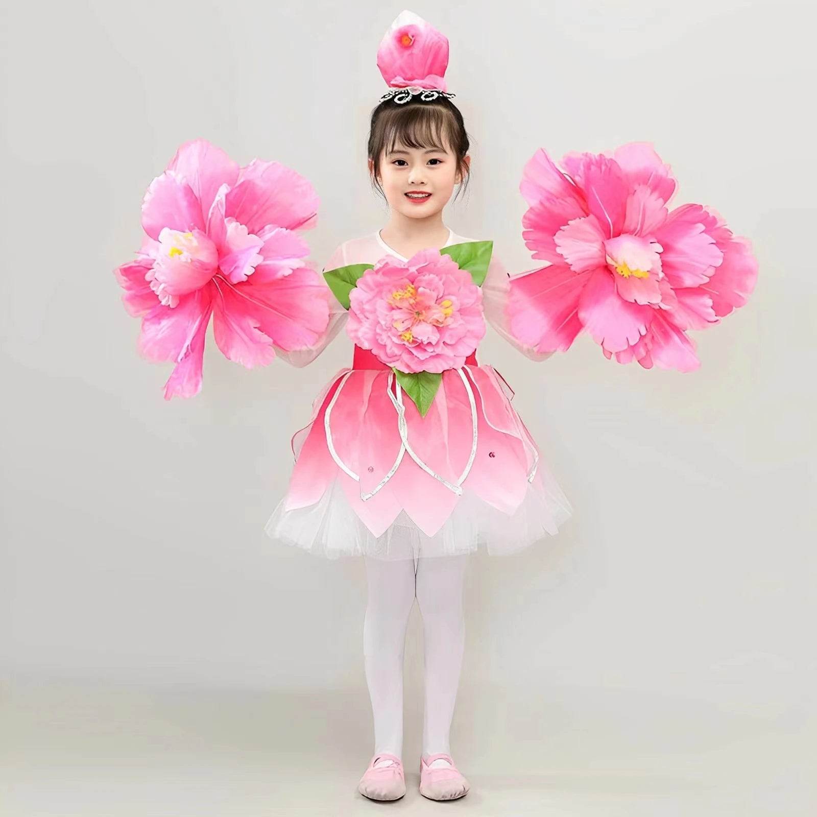 Children’s Peach Blossom Performance Costume Princess Girls’ Lotus Style Dresses