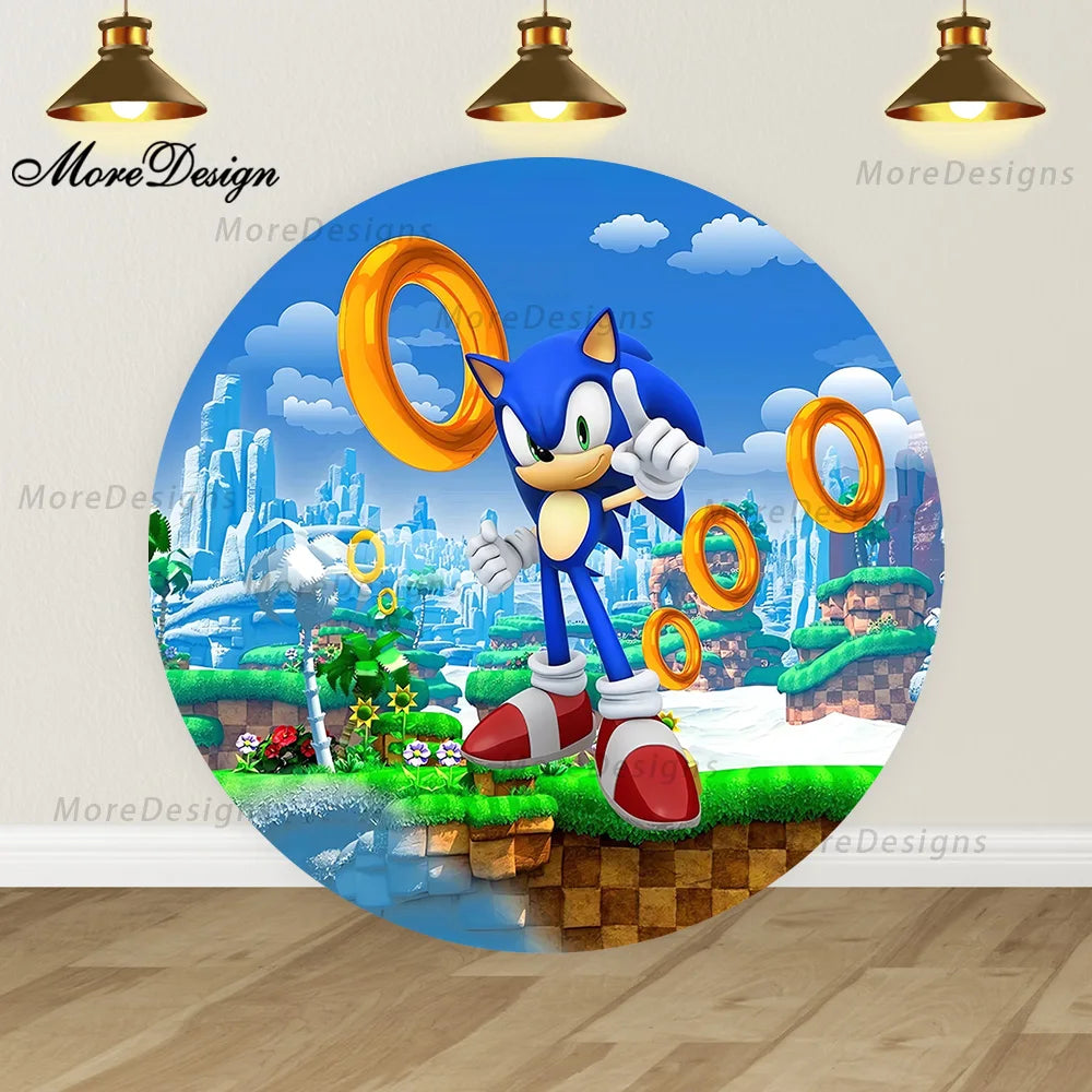 Sonic the Hedgehog Round Covers Backdrop Kids Birthday Party Decora Cartoon Game Characters