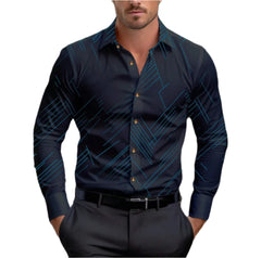 Classic line men's shirt, loose and comfortable long sleeved shirt, high-end business shirt, fashionable men's clothing