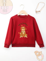 Cartoon Christmas Sweatshirt for Kids Cute Dog Print Happy Festival Boy Girl Clothes