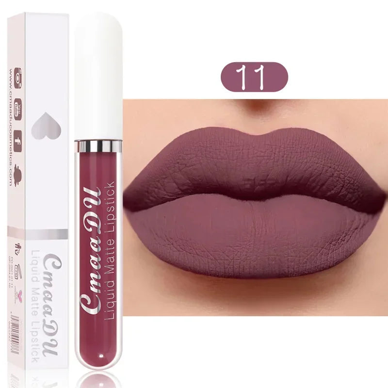 Waterproof Matte Nude Lip Gloss Brown Nude Pigment Dark Red Long Lasting Velvet Liquid Lipstick