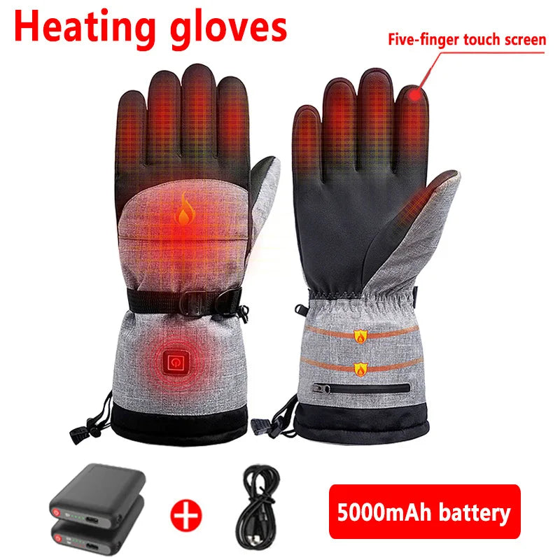 Heated Rechargeable Gloves Electric Heated Gloves Thermal Heat Gloves Winter Warm Skiing Snowboarding Hunting Fishing Cycling