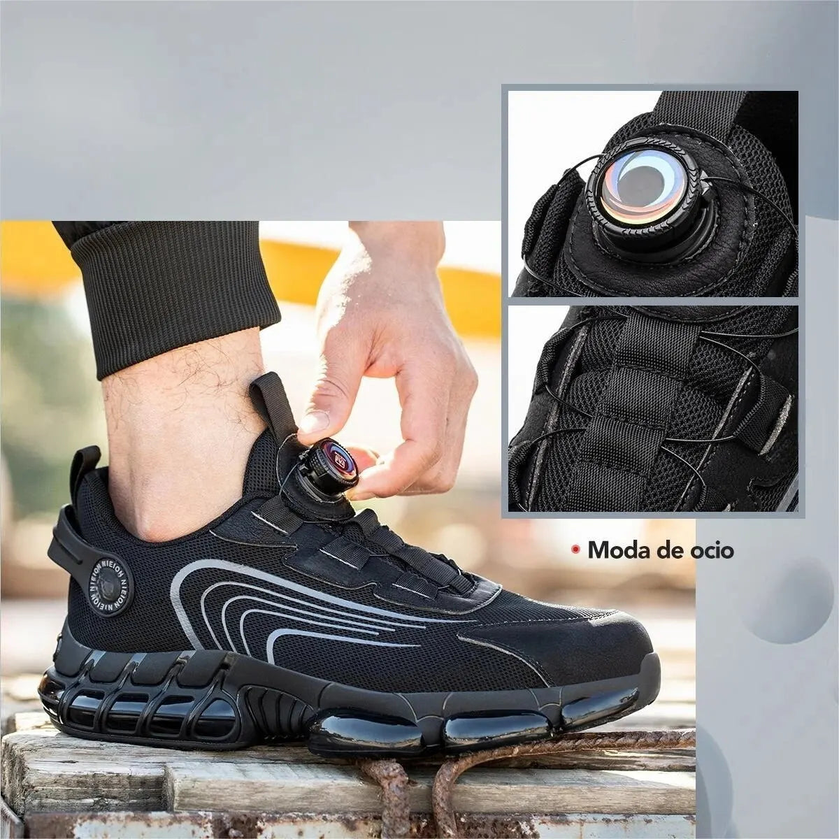 Rotary Buckle Work Sneakers Protective Shoes Safety Industrial Puncture-Proof Anti-smash Steel Toe Shoes