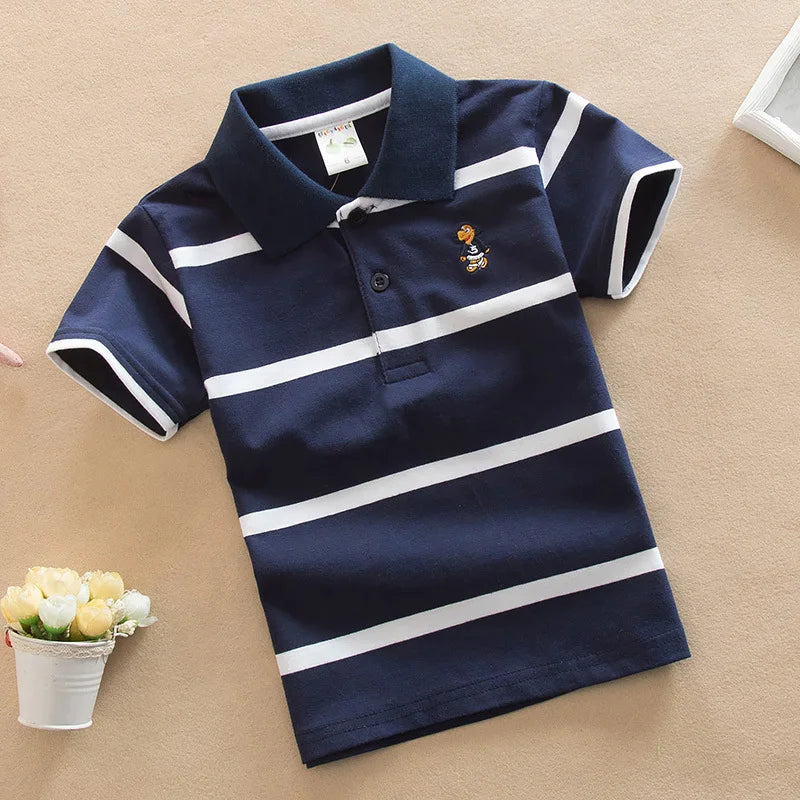 Summer Boys Polo Shirts Short Sleeve T-shirt For Kids Boy Bottom Solid Color Children Sweatshirts Baby Clothing 3-14T