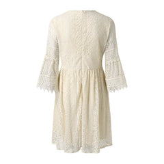 Summer White Lace Dress For Woman 2023 Trendy Casual Beachwear Cover-ups Outfits