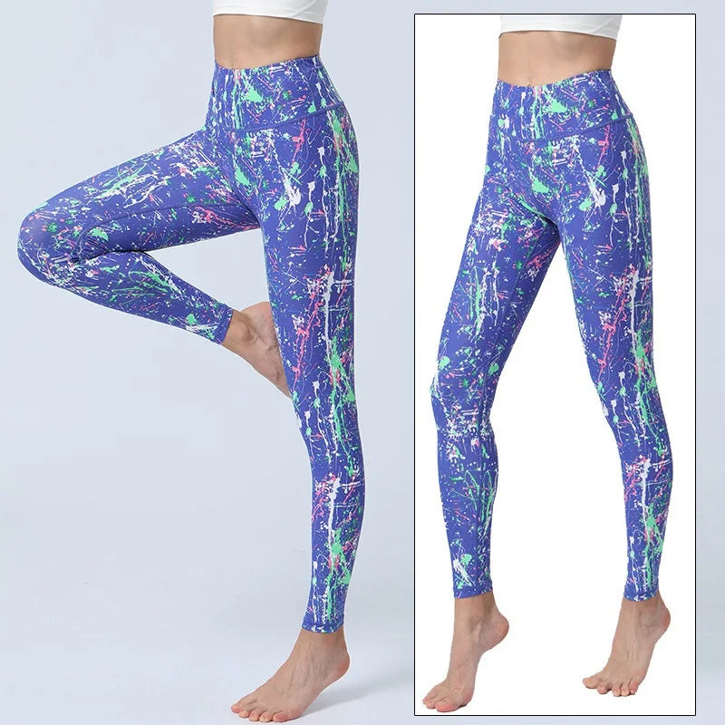 Cloud Hide Yoga Pants Women Flower High Waist Sports Leggings