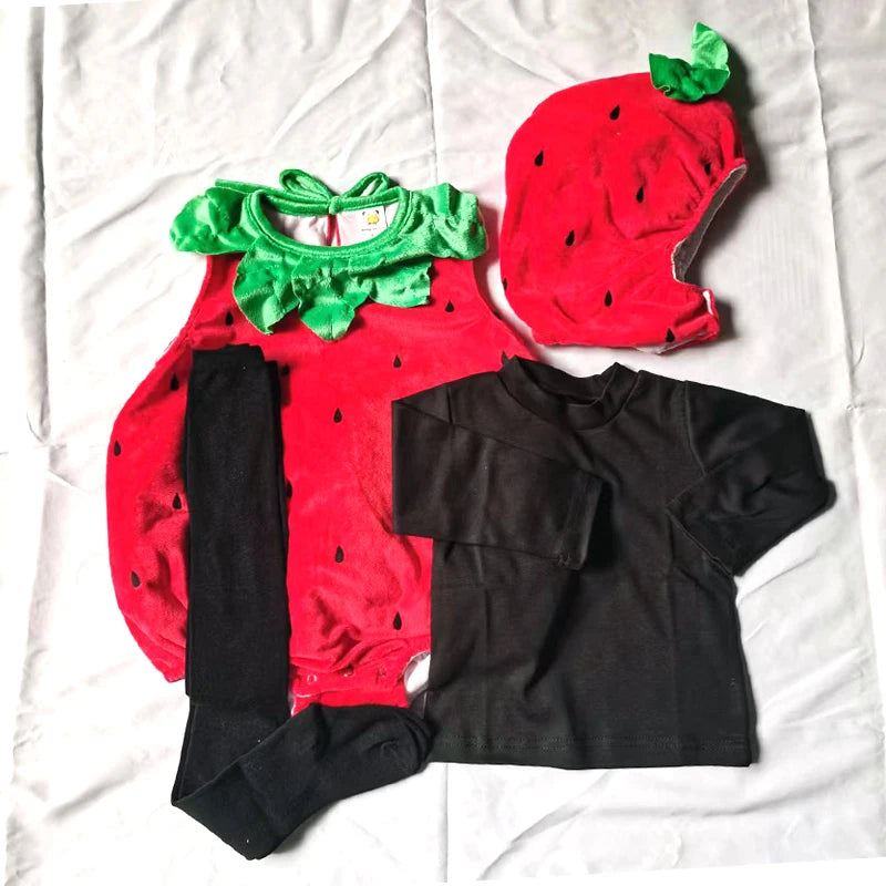 Baby Boy Girl Clothes Cartoon Strawberry Fruit Halloween Cosplay Costume Newborn Outfit