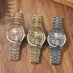 Quartz Watch Men Brand Luxury Retro Golden Stainless Steel Watch Men Gold Mens Watch