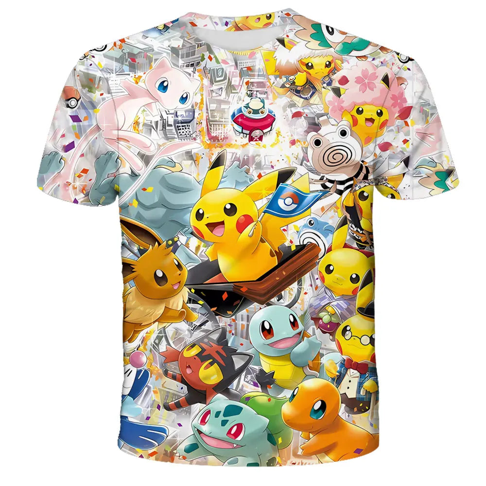 Children T-shirts Kids Tops Pokemon T Shirt Boys Short Sleeve Pikachu Tshirt Girls Clothes Tees Summer Casual Wear Girl T-shirt