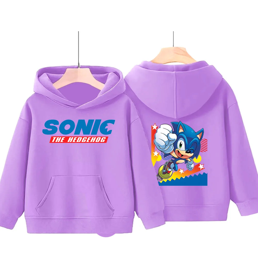 Sonic The Hedgehog 3 Hot Cartoon Sweatshirt Autumn New Children Hoodies Casual Trendy Boys Girls Y2K Clothes Kids Loose Pullover