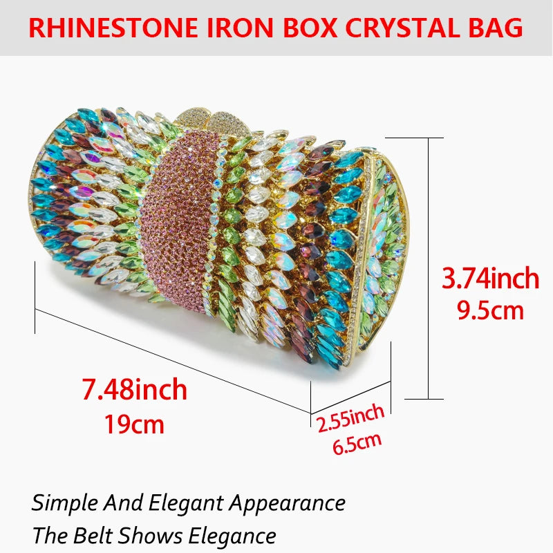 crystal diamond glass hollow dinner bag metal rhinestone handbag women stone clutch bag