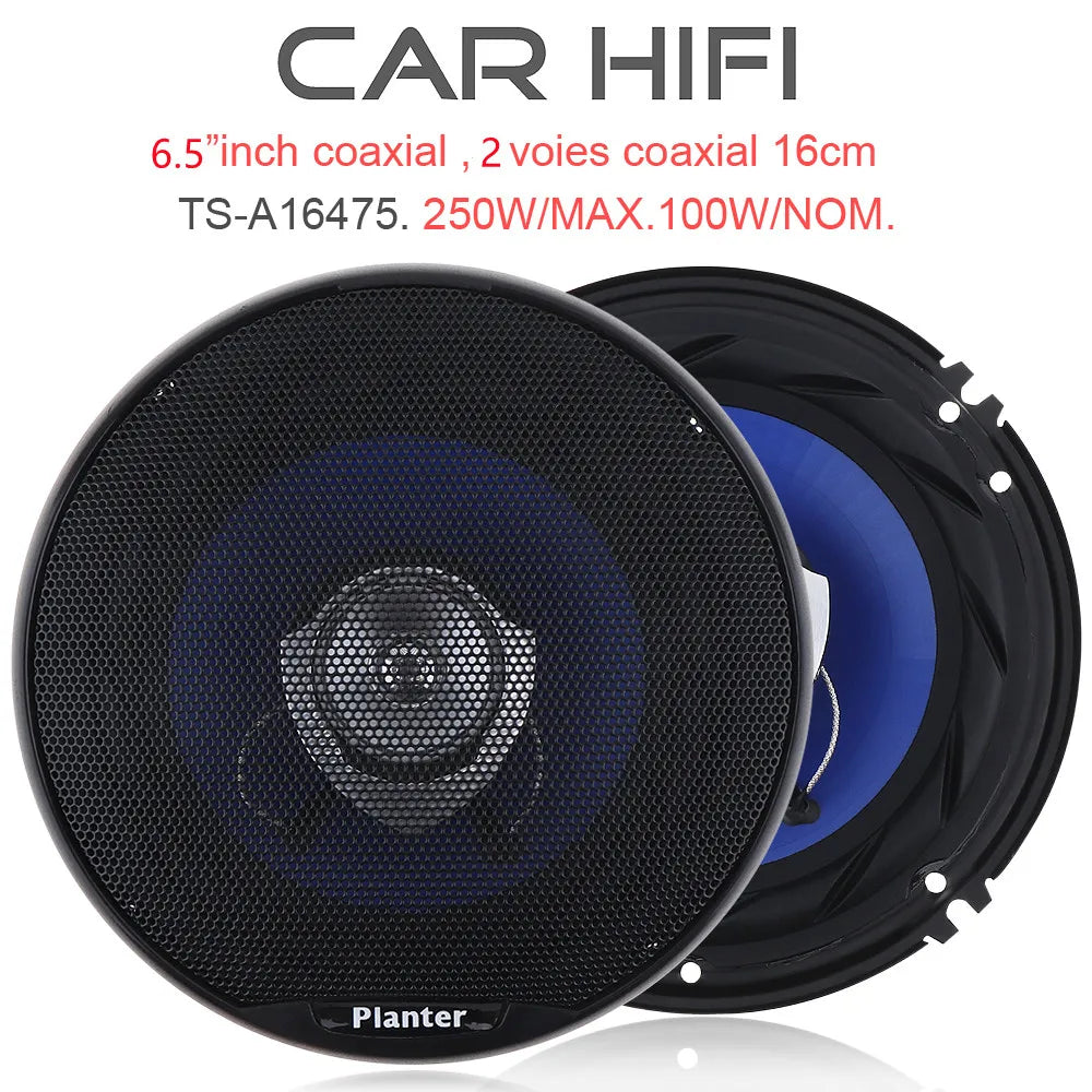 2pcs 6.5 Inch HiFi Coaxial Car Speakers 250W/500W Vehicle Door Auto Full Range Frequency Subwoofer Car Audio Speakers for Car