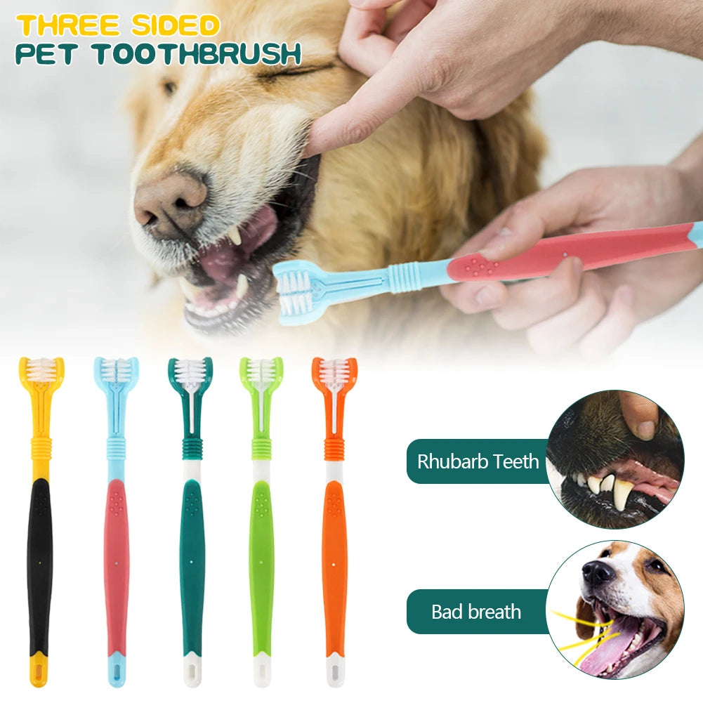 Three Sided Pet Toothbrush Three-Head Multi-angle Toothbrush