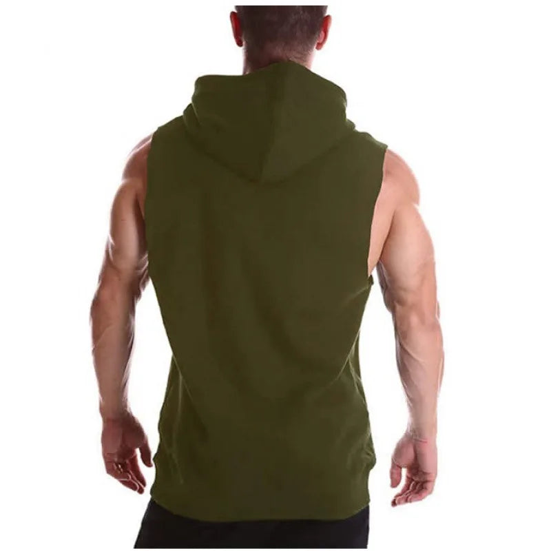 Brand New Men's Tank Top Casual Hooded Solid Lace Vest Sleeveless Vest Men's T-shirt