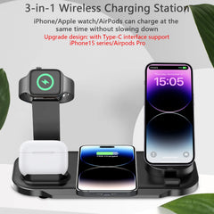 7 in 1 30W Rotate Wireless Charger Stand Pad For iPhone Samsung Xiaomi Apple Watch