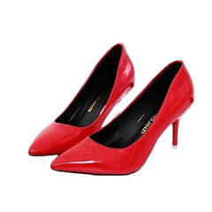 Large Size Women's Pumps Pointed Toe Patent Leather High Heels Dress Shoes